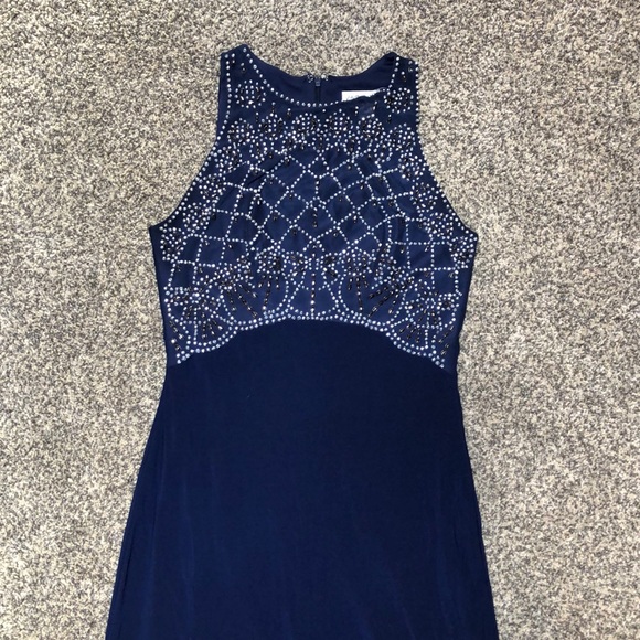 Long Navy Prom dress - Picture 2 of 3